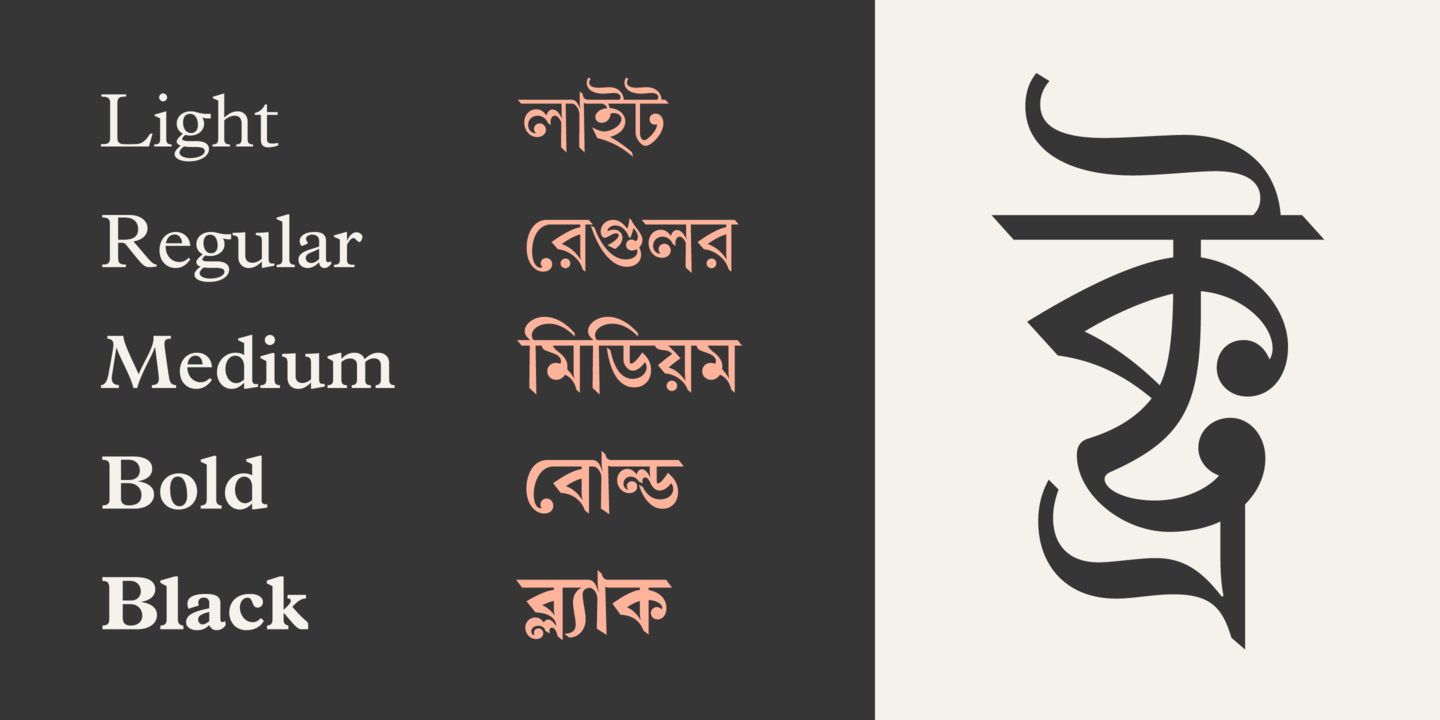 Пример шрифта Linotype Bengali Light